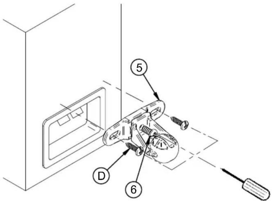 Technical diagram showing a mechanical assembly with labeled parts including screwdriver, switch, and housing