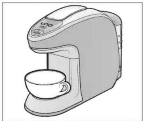 Line drawing of a modern water dispenser with a cup and lid (no text or symbols)