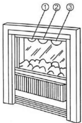 Diagram of a fire extinguisher with labeled parts including smoke, dust, and exhaust