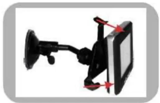 Diagram of a mounted device with red arrows indicating alignment or force points (no text or symbols present)