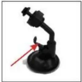Black robotic arm device with a red arrow pointing to the base (no text or symbols visible)
