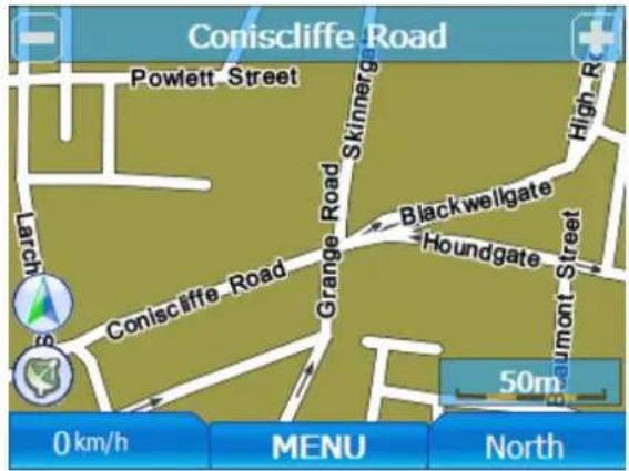 Coniscliffe Road Powlett Street Larch Coniscliffe Road Grange Road Skinnergate Blackwellgate Houndgate Baumont Street 50m 0 km/h MENU North
