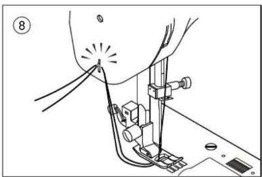 Technical line drawing of a sewing machine needle and base assembly (no text or symbols)