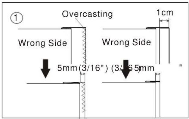 Overcasting Wrong Side 5mm (3/16") (3/16 5mm) Wrong Side 1cm