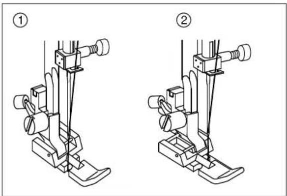 Technical line drawing of two sewing machine components (no text or symbols)