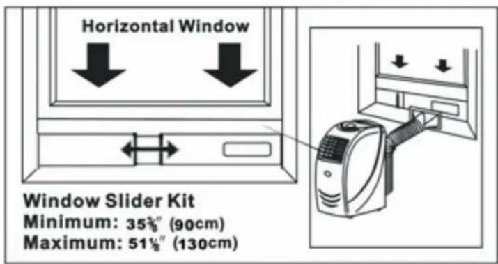 Horizontal Window Window Slider Kit Minimum: 35½" (90cm) Maximum: 51½" (130cm)