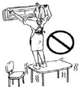 Cartoon illustration showing a person lifting a large load with a 'no' symbol, next to a chair and table, likely depicting a social or workplace problem.
