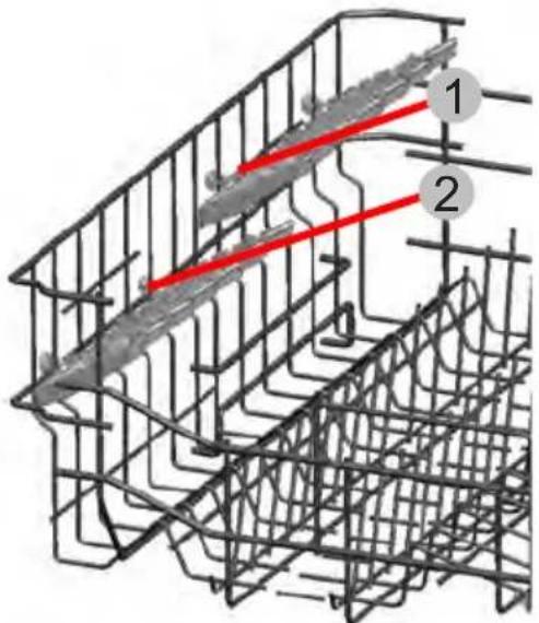 Diagram of a wire mesh structure with labeled components 1 and 2, showing internal structural elements and red directional lines.