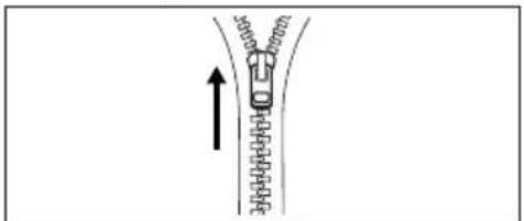 Diagram showing a mechanical or fluid system with labeled components and an upward arrow indicating direction