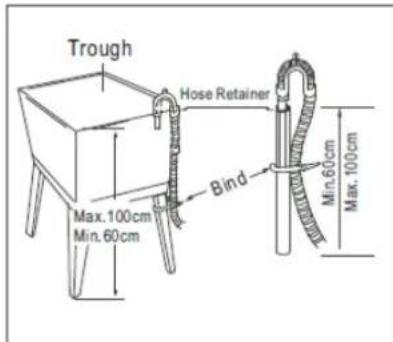 Trough Hose Retainer Max.100cm Min.60cm Bind Min.60cm Max.100cm