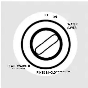 OFF ON WATER SAVER RINSE & HOLD (WHOLE) ON PLATE WARMER (HOTED OFF ON)