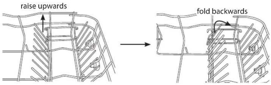 raise upwards fold backwards