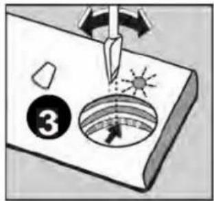 Diagram illustrating a soldering or polishing process with labeled components and tool, including a numbered step 3.