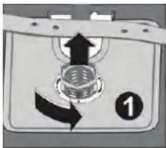 Diagram of a mechanical device with directional arrows and a numbered label (1), no readable text or symbols present.