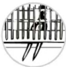 Circular icon with abstract line art and a figure, no text or symbols present