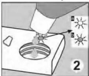 Illustration of a robotic arm interacting with a circular object, showing motion and spray effects (no text or symbols)