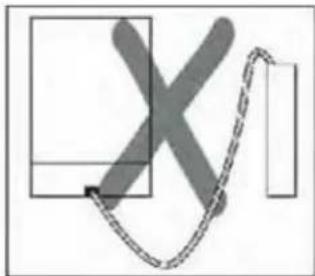 Abstract diagram with a central 'X' and curved dashed line, no text or symbols present