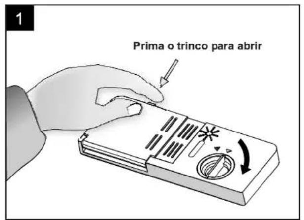 Prima o trinco para abrir