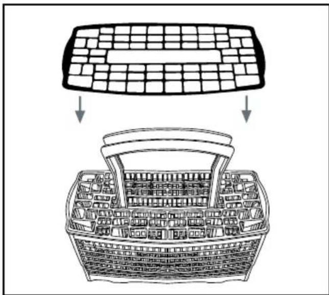 Diagram illustrating the structural change of a computer keyboard, showing top-down and side-view views of the basket structure.
