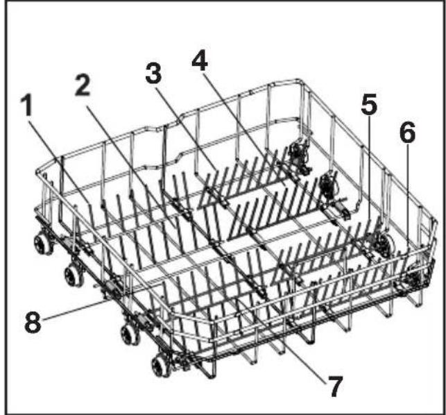 Technical diagram of a multi-level industrial container with numbered components for identification