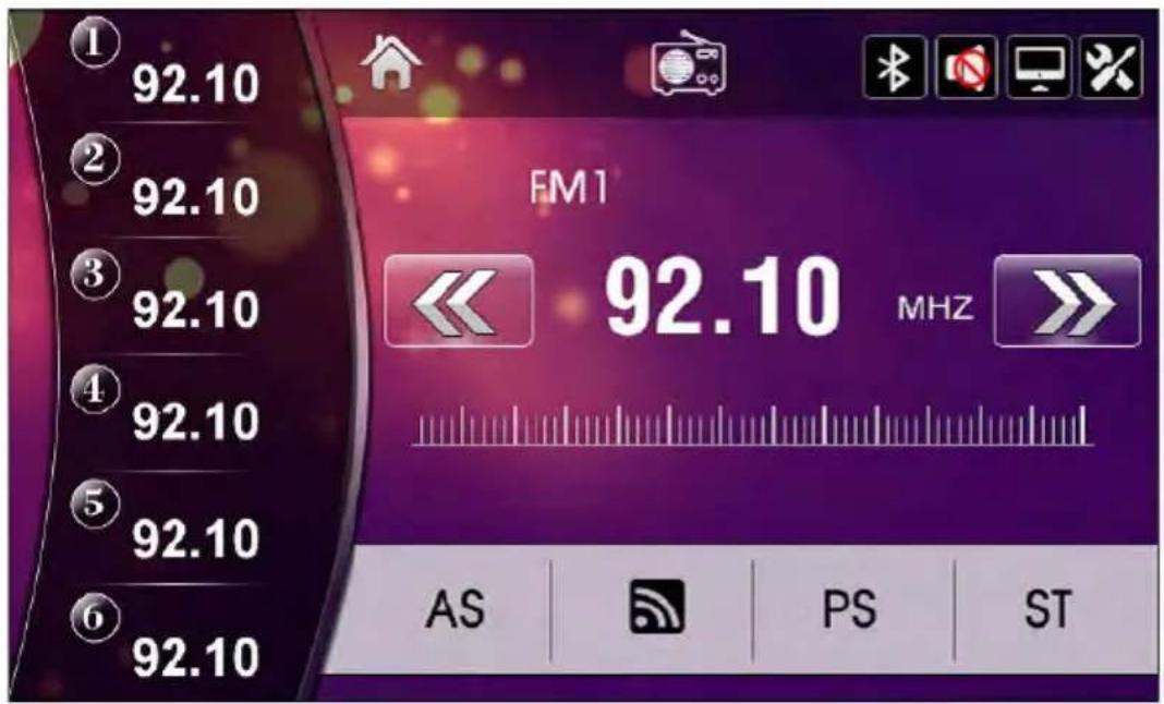 1 92.10 2 92.10 3 92.10 4 92.10 5 92.10 6 92.10 FM1 << 92.10 MHZ >> AS PS ST