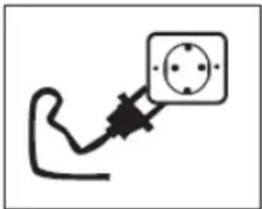 Simple line drawing of a plug with a circular socket (no text or symbols)