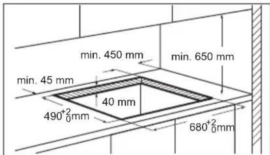 min. 450 mm min. 650 mm min. 45 mm 40 mm 490⁺²₀mm 680⁺²₀mm