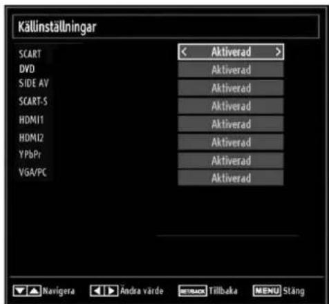 Andersson LED2640DC DVD PVR - Konfi gurering av inställningar för källa - 1