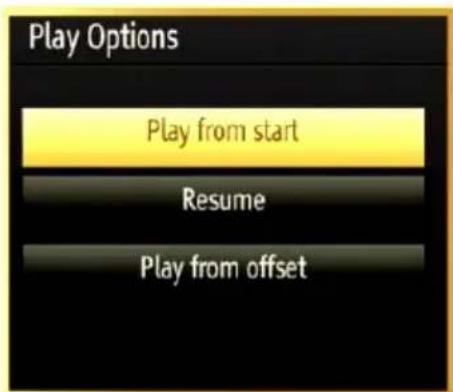 Play Options Play from start Resume Play from offset