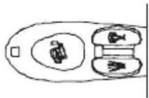 Simple line drawing of a boat with two compartments and a small boat inside (no text or symbols)