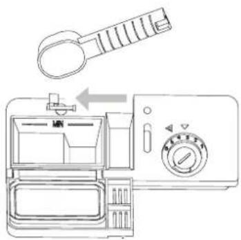 Diagram of a kitchen appliance with a hand tool and control panel, showing a left-hand rule for lifting a weight.