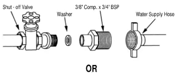 Shut - off Valve Washer 3/8" Comp. x 3/4" BSP OR Water Supply Hose