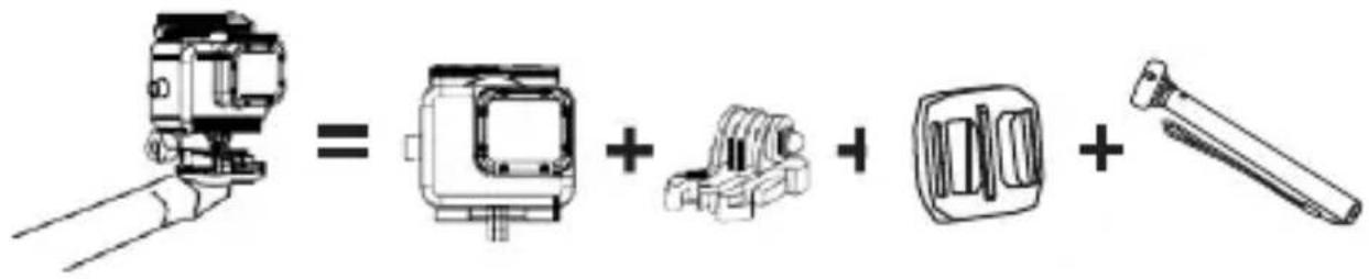 Diagram showing a robotic arm equivalent to a camera, plus a mechanical component, and finally a bolt.