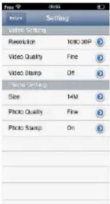 Video Setting Resolution 1080 30P Video Quality Fine Video Stamp Off Photo Setting Size 14M Photo Quality Fine Photo Stamp On