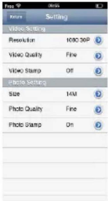 Video Setting Resolution 1000 30P Video Quality Fine Video Stamp Off Photo Setting Size 14M Photo Quality Fine Photo Stamp On