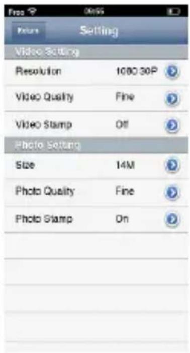 Video Setting Resolution 1000 30P Video Quality Fine Video Stamp Off Photo Setting Size 14M Photo Quality Fine Photo Stamp On