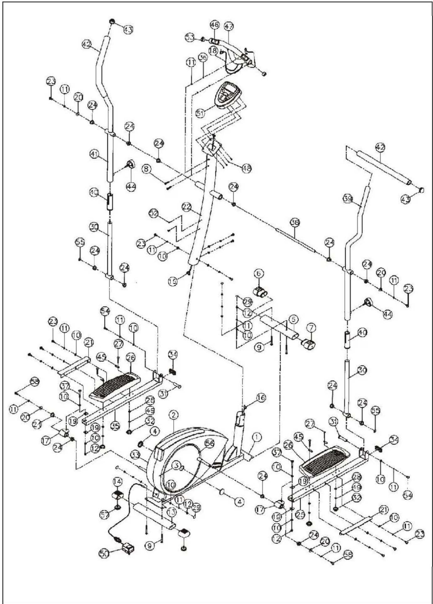 Technical schematic diagram of a mechanical or electrical assembly with numbered components and labeled parts