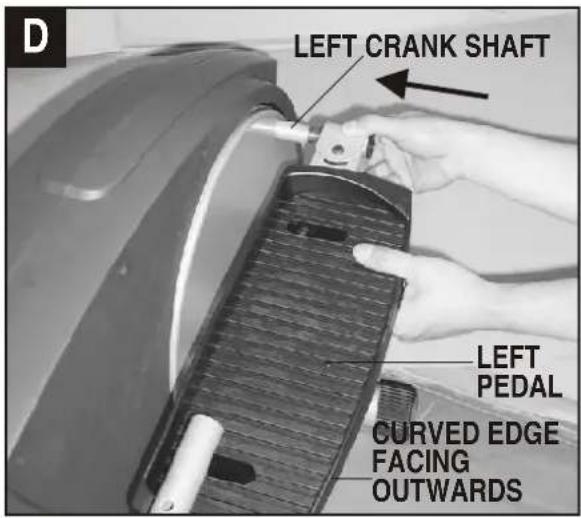 D LEFT CRANK SHAFT LEFT PEDAL CURVED EDGE FACING OUTWARDS