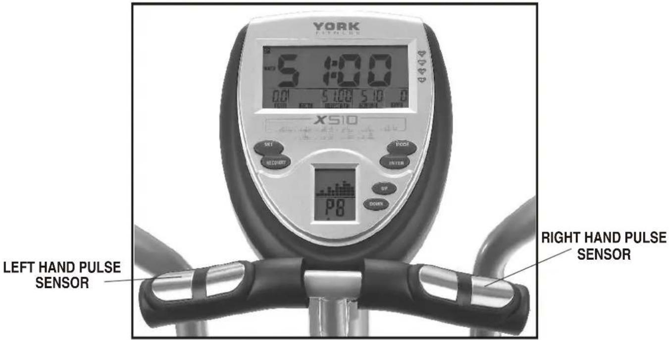 YORK RIGHT HAND PULSE SENSOR LEFT HAND PULSE SENSOR P8 X510 SET RECOVERY MODE ENTER UP DOWN RIGHT HAND PULSE SENSOR
