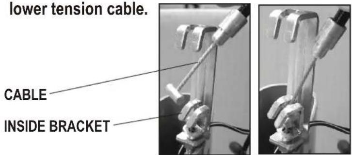 lower tension cable. CABLE INSIDE BRACKET