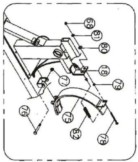 Technical diagram of a mechanical assembly with numbered components and directional arrows indicating motion or flow.