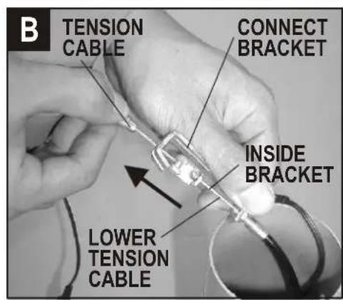 B TENSION CABLE CONNECT BRACKET INSIDE BRACKET LOWER TENSION CABLE