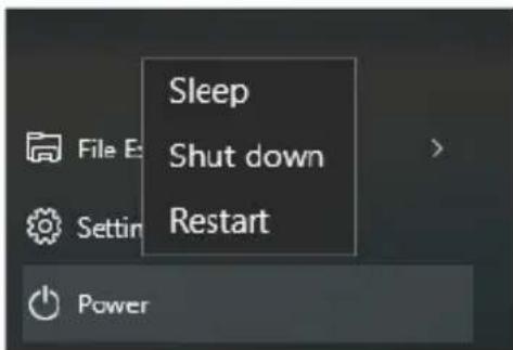 Sleep Shut down Restart File E Settin Power