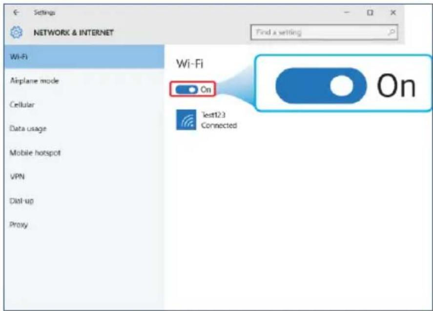 Settings NETWORK & INTERNET Find a setting Wi-Fi Airplane mode Cellular Data usage Mobile hotspot VPN Dial-up Proxy Wi-Fi On Test12.3 Connected On