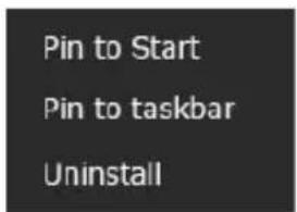 Pin to Start Pin to taskbar Uninstall