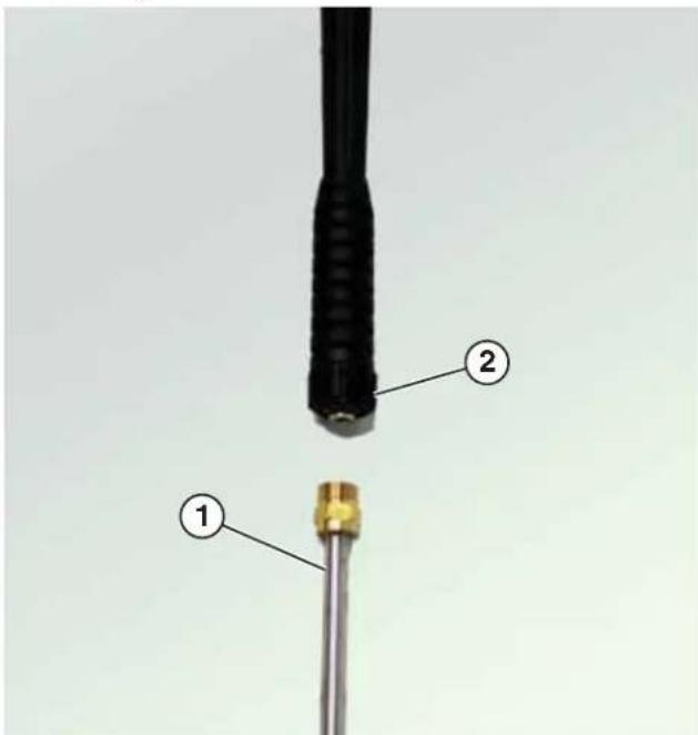 Diagram showing two labeled components of a mechanical or electrical component, with numbered annotations pointing to each.