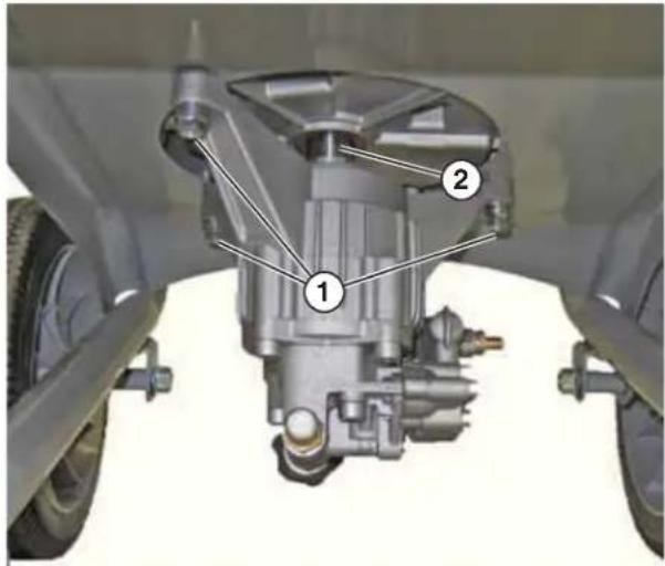 Technical diagram of a mechanical assembly with numbered components labeled 1 and 2
