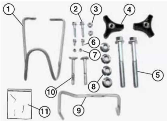Labeled diagram of laboratory glassware and equipment with numbered components