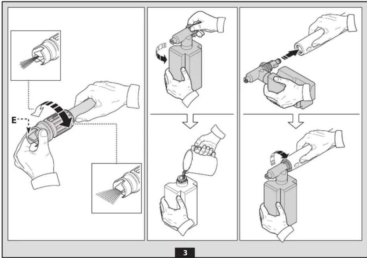 Technical diagram illustrating a mechanical assembly process with labeled steps and component details