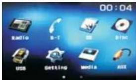 00:04 Radio B-T CD DDR USB Setting media AUX